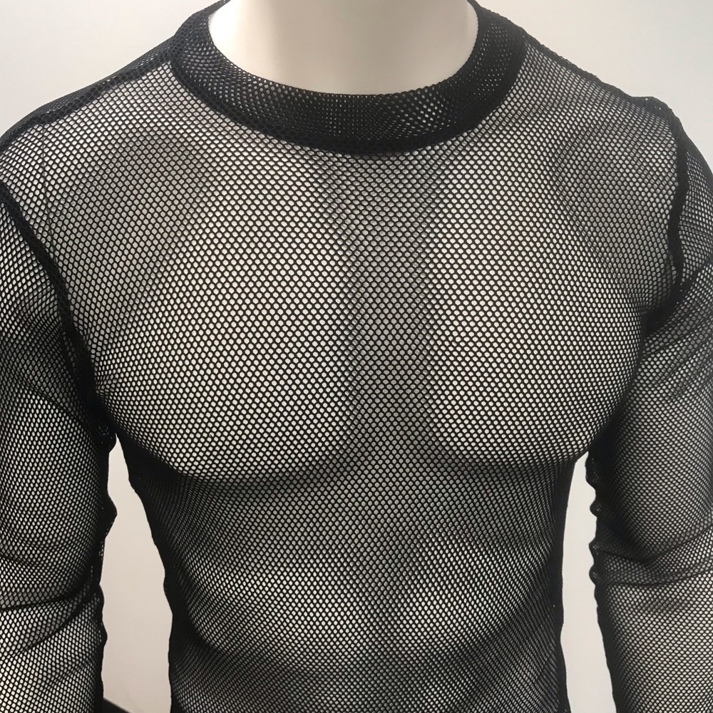 Fishnets Sheer Long Sleeves Tshirt Body Conscious